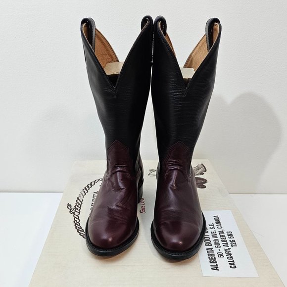 9. Cowboy Boots by Alberta Boots Co. Burgundy Kangaroo. Size 5.5 B. NIB - Picture 1 of 9